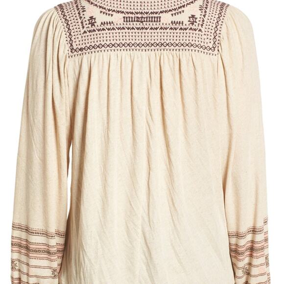 Lucky Brand Market Embroidered Peasant Blouse XS - Picture 3 of 4